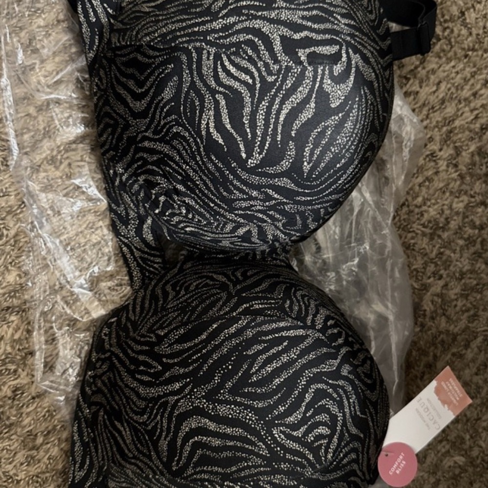 Cacique Black and Silver Animal Print Bra